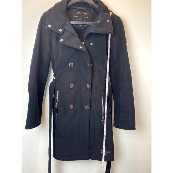 Calvin Klein Women's Hooded Trench Coat Long Sleeves Pockets Blue Size Small - Picture 6 of 9